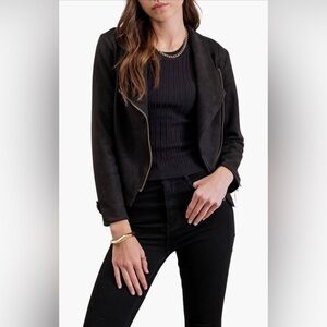 Blu Pepper Black Suede Moto Jacket